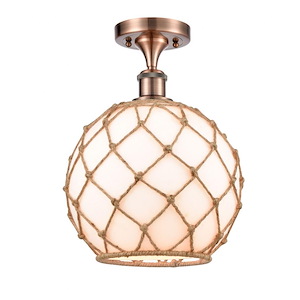 Farmhouse Rope - 1 Light Semi-Flush Mount-13.25 Inch Tall and 10 Inch Wide - 1424062