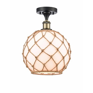 Farmhouse Rope - 1 Light Semi-Flush Mount-13.25 Inch Tall and 10 Inch Wide - 1424321