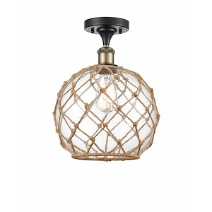 Farmhouse Rope - 1 Light Semi-Flush Mount-13.25 Inch Tall and 10 Inch Wide - 1424329