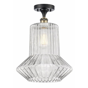 Springwater - 1 Light Semi-Flush Mount In Industrial Style-17 Inches Tall and 12 Inches Wide - 1289491