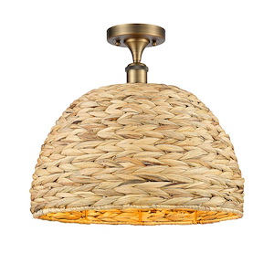Woven Rattan - 1 Light Semi-Flush Mount-14.25 Inch Tall and 15.75 Inch Wide - 1424351