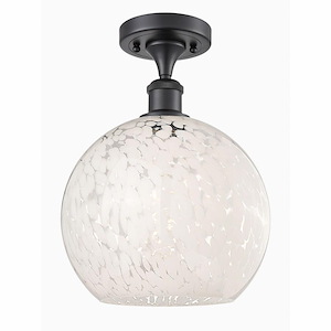 White Mouchette - 1 Light Semi-Flush Mount In Modern Style-13 Inches Tall and 10 Inches Wide - 1329935