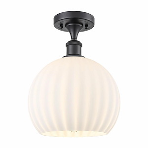 White Venetian - 1 Light Semi-Flush Mount In Modern Style-13 Inches Tall and 10 Inches Wide - 1330010