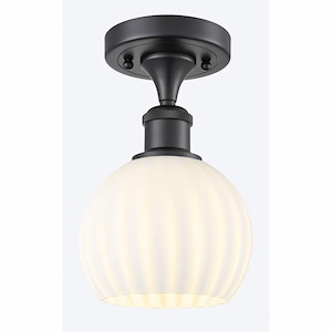 White Venetian - 1 Light Semi-Flush Mount In Modern Style-9.25 Inches Tall and 6 Inches Wide - 1329936