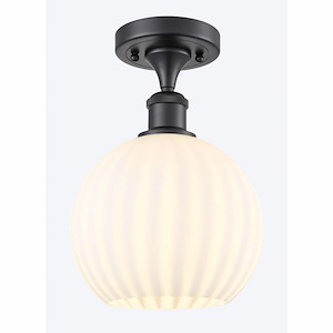 White Venetian - 1 Light Semi-Flush Mount In Modern Style-11.25 Inches Tall and 8 Inches Wide - 1329918