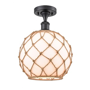 Farmhouse Rope - 1 Light Semi-Flush Mount-13.25 Inch Tall and 10 Inch Wide - 1424379