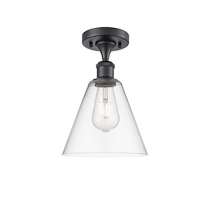 Berkshire Glass - 100W 1 LED Semi-Flush Mount-11.25 Inch Tall and 8 Inch Wide - 1424362