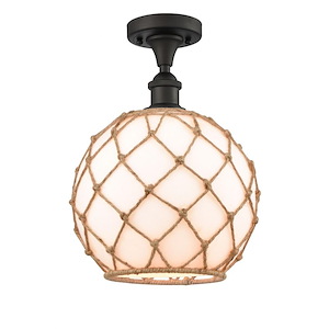 Farmhouse Rope - 1 Light Semi-Flush Mount-13.25 Inch Tall and 10 Inch Wide - 1424491
