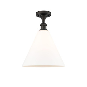 Berkshire Glass - 100W 1 LED Semi-Flush Mount-14.25 Inch Tall and 12 Inch Wide - 1424492
