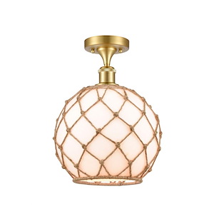 Farmhouse Rope - 1 Light Semi-Flush Mount-13.25 Inch Tall and 10 Inch Wide - 1424388