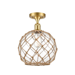 Farmhouse Rope - 1 Light Semi-Flush Mount-13.25 Inch Tall and 10 Inch Wide - 1424466