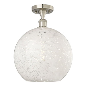 White Mouchette - 1 Light Semi-Flush Mount In Modern Style-14.75 Inches Tall and 12 Inches Wide - 1330036