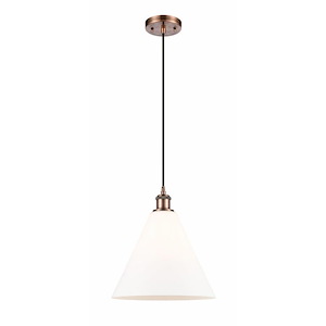 Berkshire Glass - 1 Light Cord hung Mini Pendant-13 Inch Tall and 12 Inch Wide - 1424553