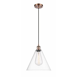 Berkshire Glass - 1 Light Cord hung Mini Pendant-13 Inch Tall and 12 Inch Wide - 1424406