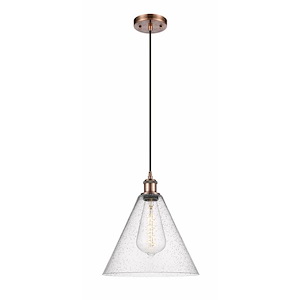 Berkshire Glass - 1 Light Cord hung Mini Pendant-13 Inch Tall and 12 Inch Wide - 1424439