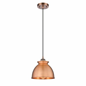 Adirondack - 1 Light Cord Hung Mini Pendant In Industrial Style-10 Inches Tall and 8.13 Inches Wide - 1424476