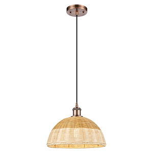 Bristol Natural II - 1 Light Cord Hung Mini Pendant-9 Inch Tall and 11.75 Inch Wide - 1387696