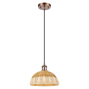 Bristol Natural II - 1 Light Cord Hung Mini Pendant-7.5 Inch Tall and 9 Inch Wide - 1387674