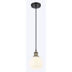 White Venetian - 1 Light Cord Mini Pendant-8 Inch Tall and 6 Inch Wide - 1424407