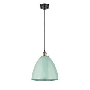 Plymouth Dome - 1 Light Cord Hung Mini Pendant In Industrial Style-14.75 Inches Tall and 12 Inches Wide - 1289500