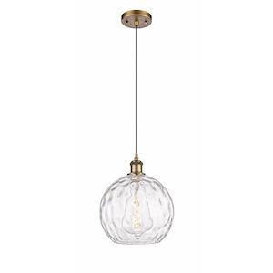 Athens Water Glass - 1 Light Cord Hung Mini Pendant-11.75 Inch Tall and 10 Inch Wide - 1424559