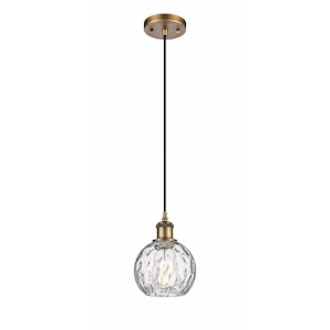 Athens Water Glass - 1 Light Cord Hung Mini Pendant-8 Inch Tall and 6 Inch Wide - 1424477