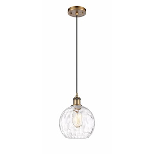 Athens Water Glass - 1 Light Cord Hung Mini Pendant-10 Inch Tall and 8 Inch Wide - 1424560