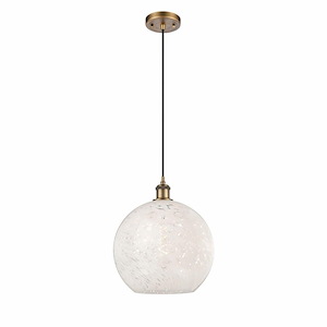 White Mouchette - 1 Light Cord Hung Pendant In Modern Style-13.5 Inches Tall and 12 Inches Wide - 1329974