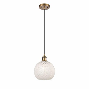 White Mouchette - 1 Light Cord Hung Mini Pendant In Modern Style-10 Inches Tall and 8 Inches Wide - 1329964