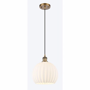 White Venetian - 1 Light Cord Hung Mini Pendant In Modern Style-11.75 Inches Tall and 10 Inches Wide - 1329981