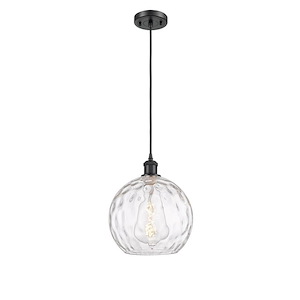 Athens Water Glass - 1 Light Cord Hung Mini Pendant-11.75 Inch Tall and 10 Inch Wide - 1424548