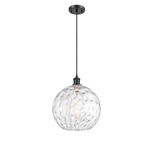 Athens Water Glass - 1 Light Cord Hung Mini Pendant-13.5 Inch Tall and 12 Inch Wide - 1424549