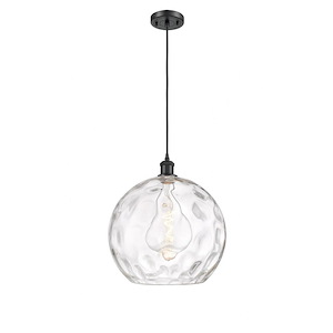 Athens Water Glass - 1 Light Cord Hung Pendant-15.13 Inch Tall and 13 Inch Wide - 1424565