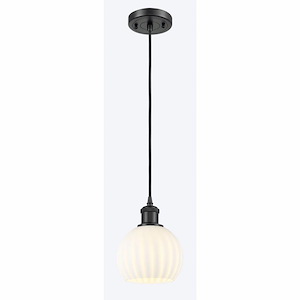 White Venetian - 1 Light Cord Hung Mini Pendant In Modern Style-8 Inches Tall and 6 Inches Wide - 1329965