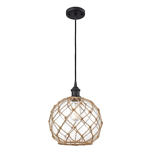 Farmhouse Rope - 1 Light Cord Hung Mini Pendant In Industrial Style-13 Inches Tall and 10 Inches Wide - 1274015