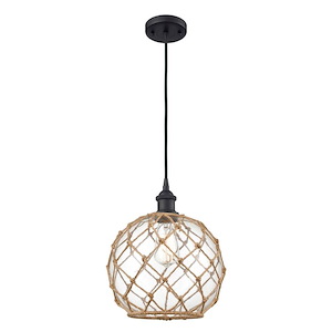 Farmhouse Rope - 100W 1 LED Cord Hung Mini Pendant-12 Inch Tall and 10 Inch Wide - 1428375