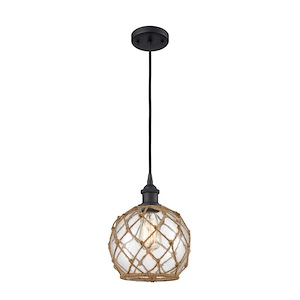 Farmhouse Rope - 1 Light Cord Hung Mini Pendant In Industrial Style-10 Inches Tall and 8 Inches Wide - 1289496