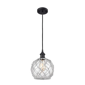 Farmhouse Rope - 1 Light Cord Hung Mini Pendant In Industrial Style-10 Inches Tall and 8 Inches Wide - 1289496