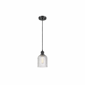 Bridal Veil - 1 Light Cord Hung Mini Pendant In Art Deco Style-9 Inches Tall and 5 Inches Wide - 1329985