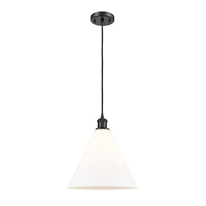Berkshire Glass - 1 Light Cord hung Mini Pendant-13 Inch Tall and 12 Inch Wide - 1424737