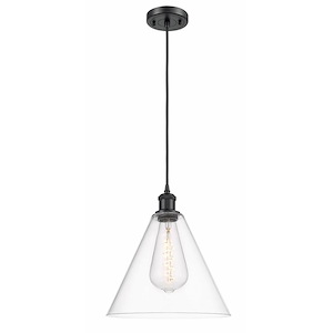 Berkshire Glass - 1 Light Cord hung Mini Pendant-13 Inch Tall and 12 Inch Wide - 1424687