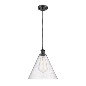 Berkshire Glass - 1 Light Cord hung Mini Pendant-13 Inch Tall and 12 Inch Wide - 1424597
