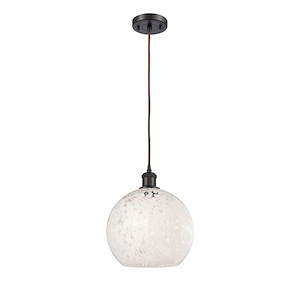 White Mouchette - 1 Light Cord Hung Mini Pendant In Modern Style-11.75 Inches Tall and 10 Inches Wide - 1329957