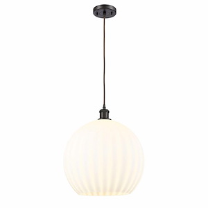 White Venetian - 1 Light Cord Hung Pendant In Modern Style-16.63 Inches Tall and 13.75 Inches Wide - 1330043