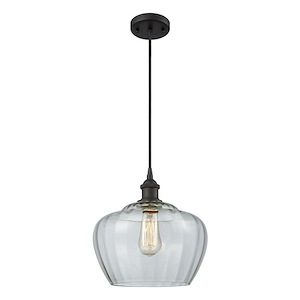 Fenton - 1 Light Cord Hung Mini Pendant In Industrial Style-11 Inches Tall and 11 Inches Wide - 1289523
