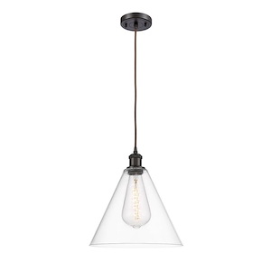 Berkshire Glass - 1 Light Cord hung Mini Pendant-13 Inch Tall and 12 Inch Wide - 1424750