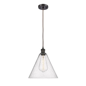 Berkshire Glass - 1 Light Cord hung Mini Pendant-13 Inch Tall and 12 Inch Wide - 1424680