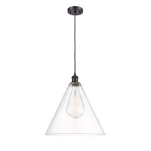 Berkshire Glass - 100W 1 LED Cord hung Pendant-17 Inch Tall and 16 Inch Wide - 1424751