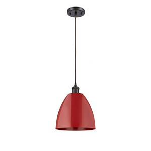 Plymouth Dome - 1 Light Cord Hung Mini Pendant In Industrial Style-12.88 Inches Tall and 9 Inches Wide - 1289494