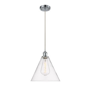 Berkshire Glass - 1 Light Cord hung Mini Pendant-13 Inch Tall and 12 Inch Wide - 1424743
